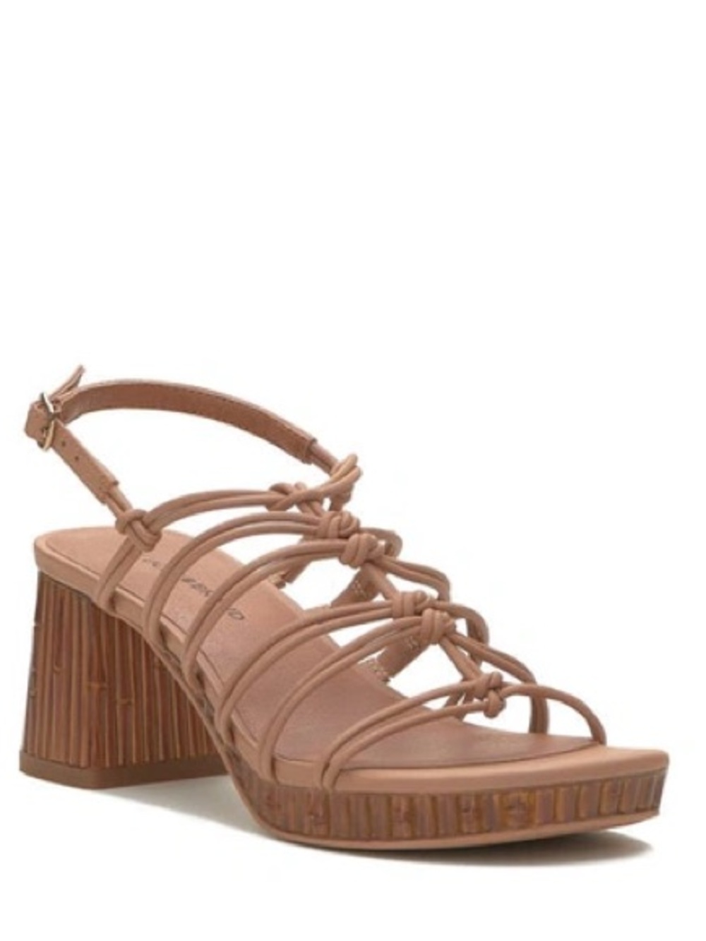 Lucky Brand Bassie Slingback Sandal In Tan Square Toe Block Heel Size 6